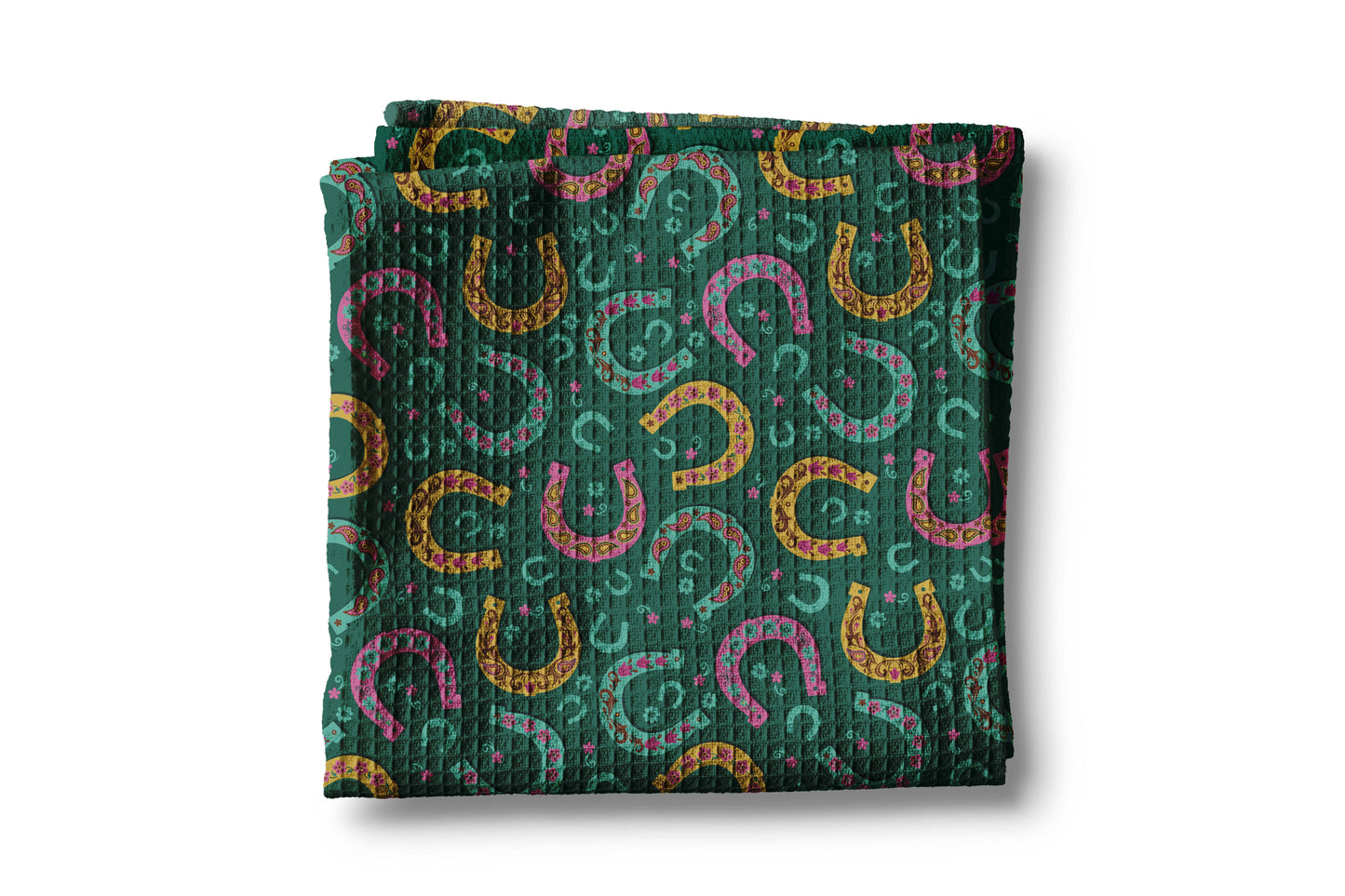 Horseshoe Horse Farm Equestrian Tack Kitchen Towel Waffle