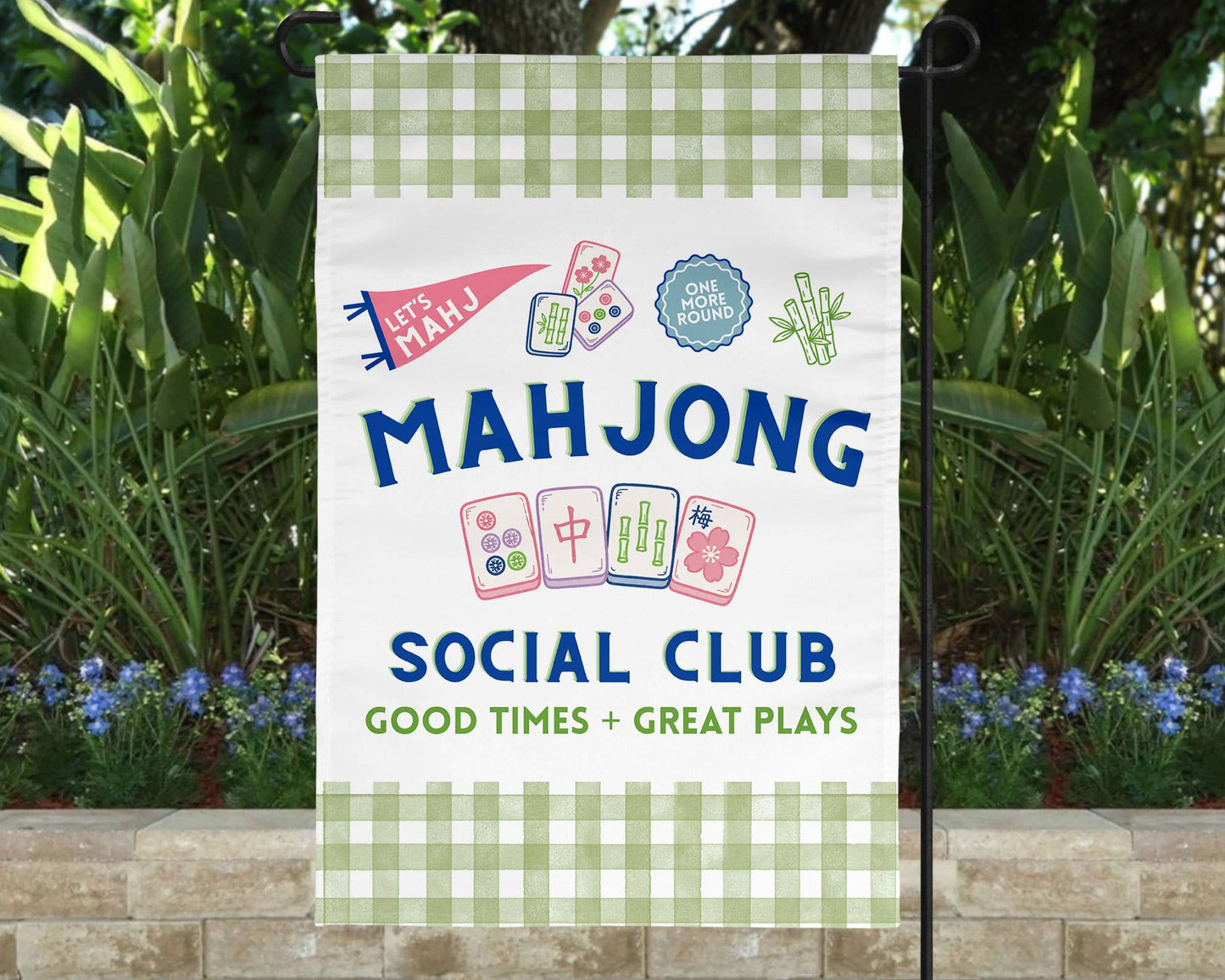 Mahjong Flag Mahj One More Game Garden White Outdoor Decor