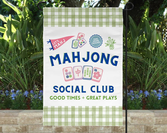 Mahjong Flag Mahj One More Game Garden White Outdoor Decor
