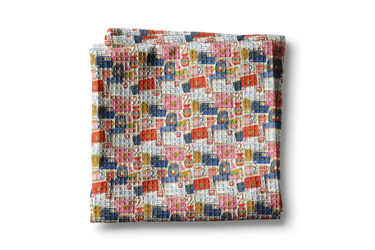 Christmas Letter to Santa Playful Blue Kitchen Towel Waffle