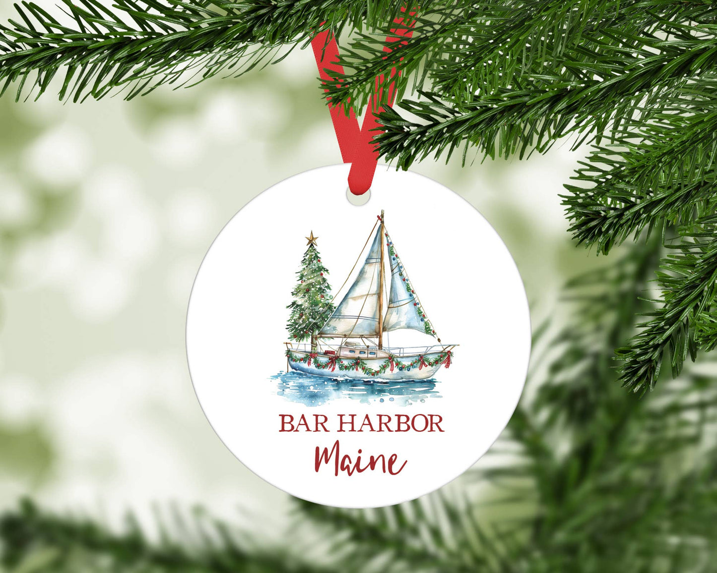 Custom City State Metal Ornament Beach Christmas Decor Coast