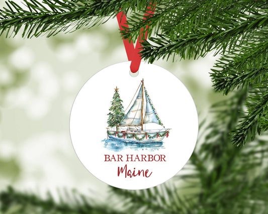 Custom City State Metal Ornament Beach Christmas Decor Coast
