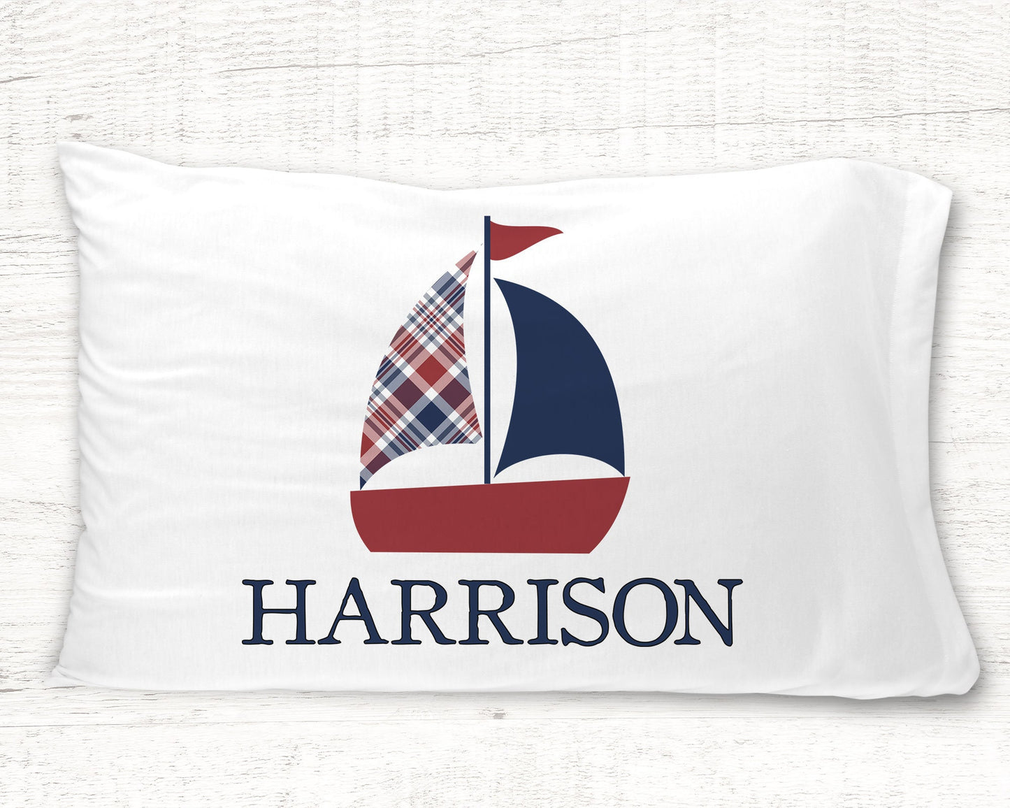Sailboat Nautical Standard Pillowcase | Personalized Pillow Cover | Boy Room Decor | Nursery Decor