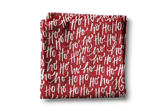 Ho Ho Ho Script Kitchen Tea Towel Waffle Holiday Decor