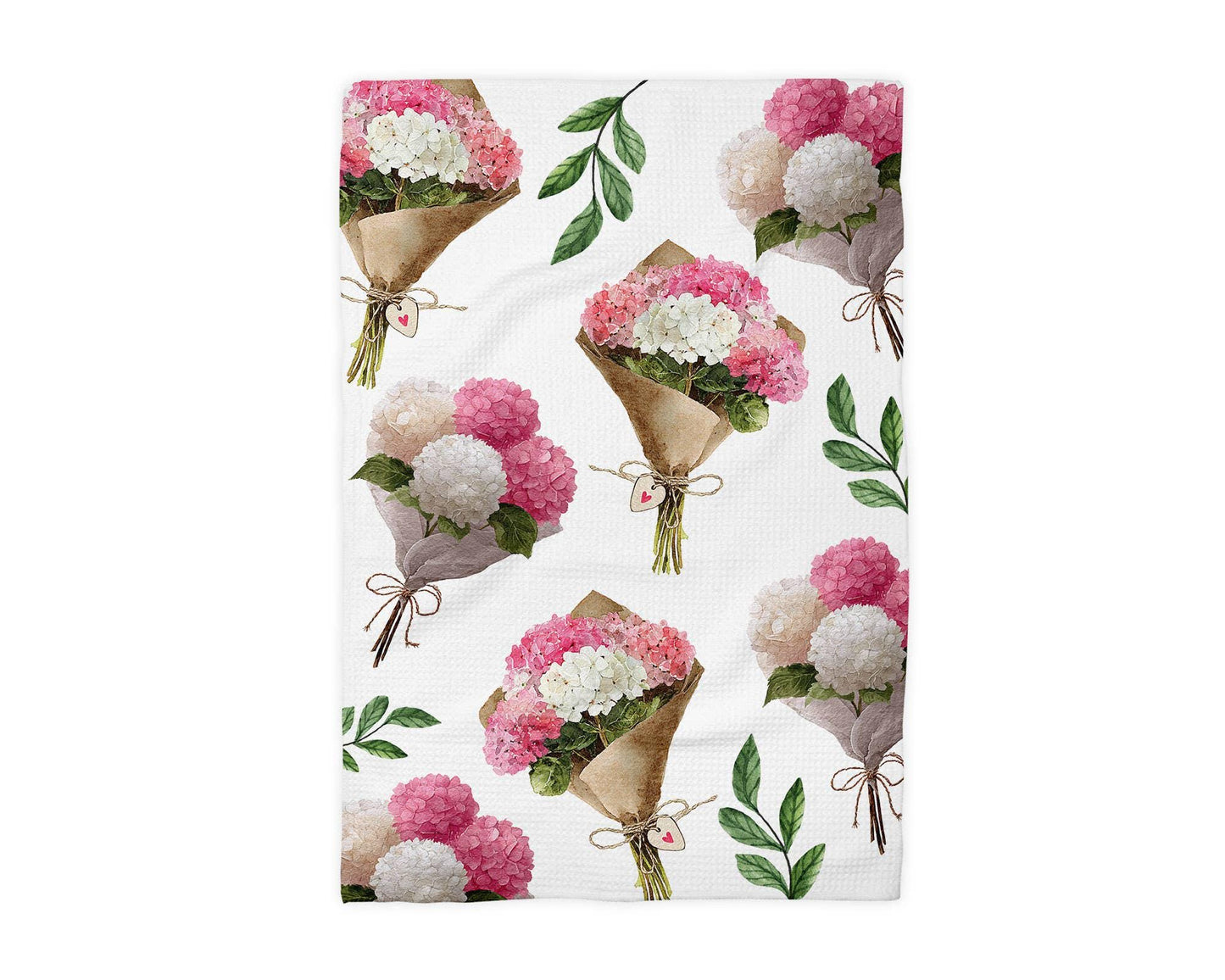 Valentine Floral Hydrangea Heart Kitchen Towel Waffle Baking
