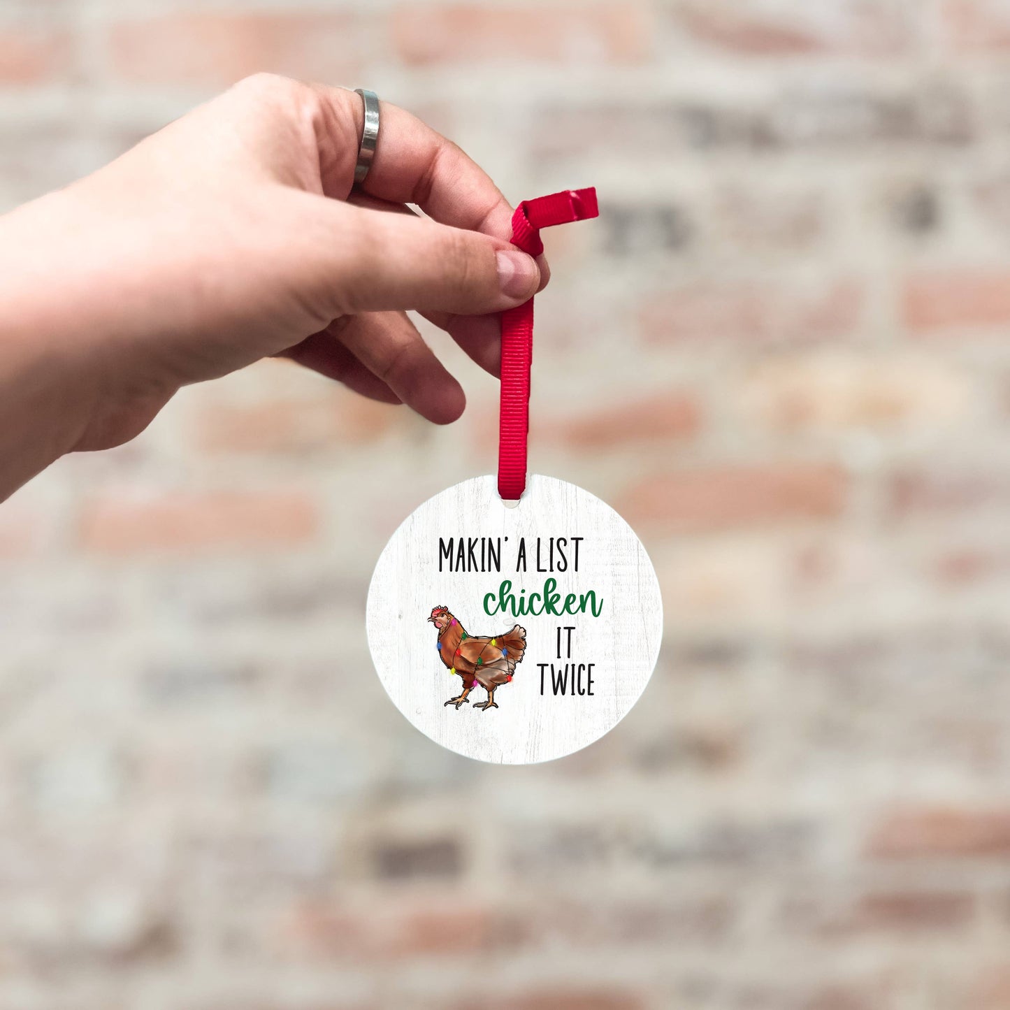 Funny Chicken Christmas Ornament, Metal Tree Ornament