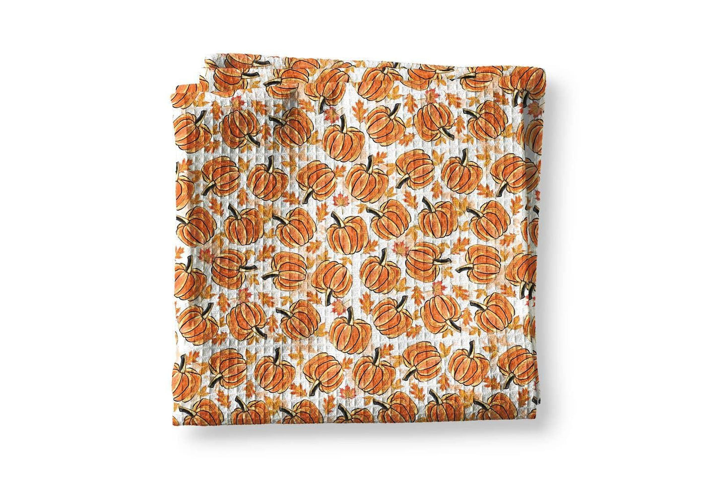 Sketched Orange Pumpkin Patch Fall Kitchen Towel Waffle