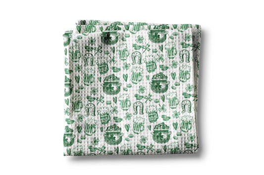 St. Patrick’s Day Kitchen Towel – Waffle Weave, Lint-Free, Super Absorbent, Irish Holiday Decor