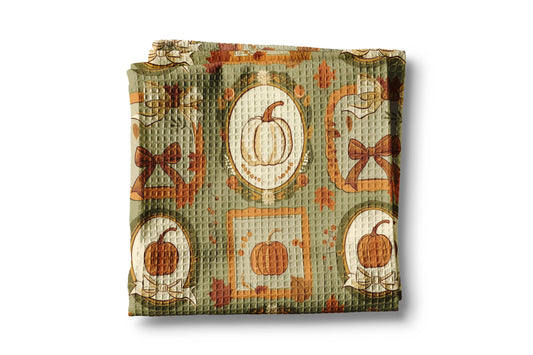 Pumpkin Fall Botanical Floral Autumn Kitchen Towel Waffle
