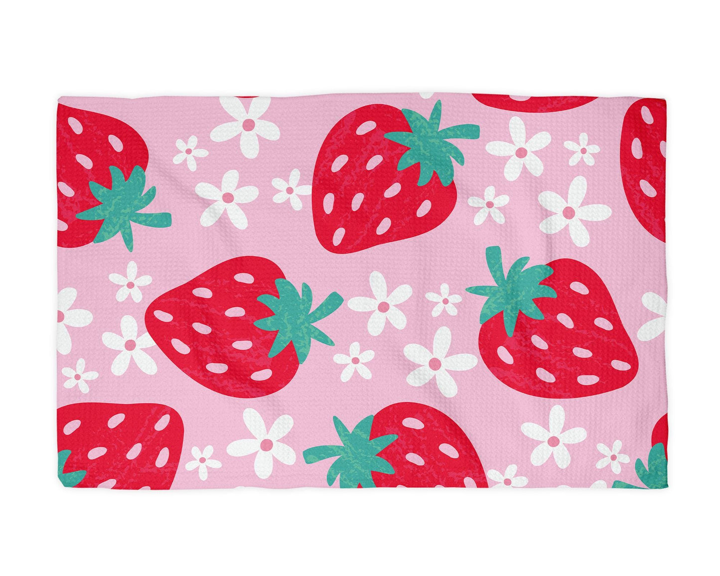 Strawberry Berry Kitchen Towel – Summer Farmers Market Decor, Berry Picking Towel, Waffle Weave, 16x24" Dish Towel