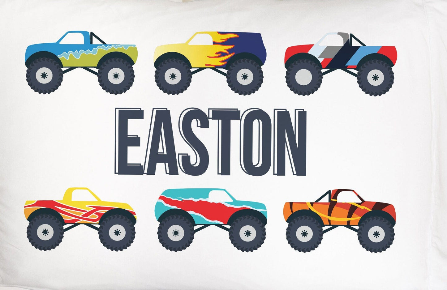 Monster Truck Personalized Standard Pillowcase | Custom Truck Pillow Cover | Boy Room Decor | Nursery Decor