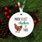 Funny Chicken Christmas Ornament, Metal Tree Ornament