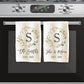 ORIGINAL Eucalyptus Monogram Dish Towel, Housewarming Gift for New Homeowner, Custom Kitchen Towel Set, Perfect Wedding Present