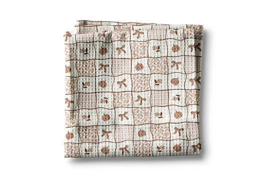 Pumpkin Patchwork Quilt Fall Kitchen Towel Waffle Coquette