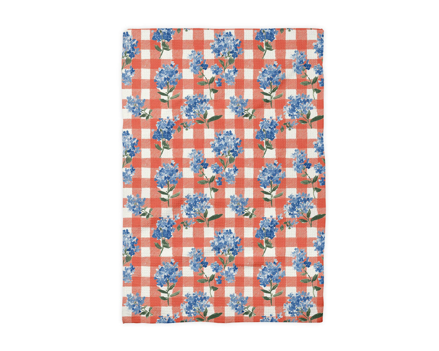 4th July Hydrangea Red White Blue Flag Kitchen Towel Waffle