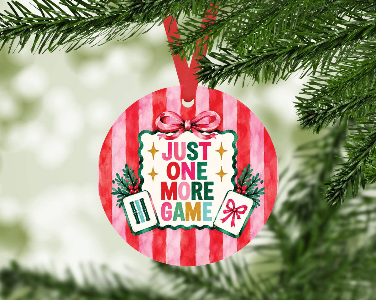 Just One More Game Mahjong Christmas Ornament Striped Mahj