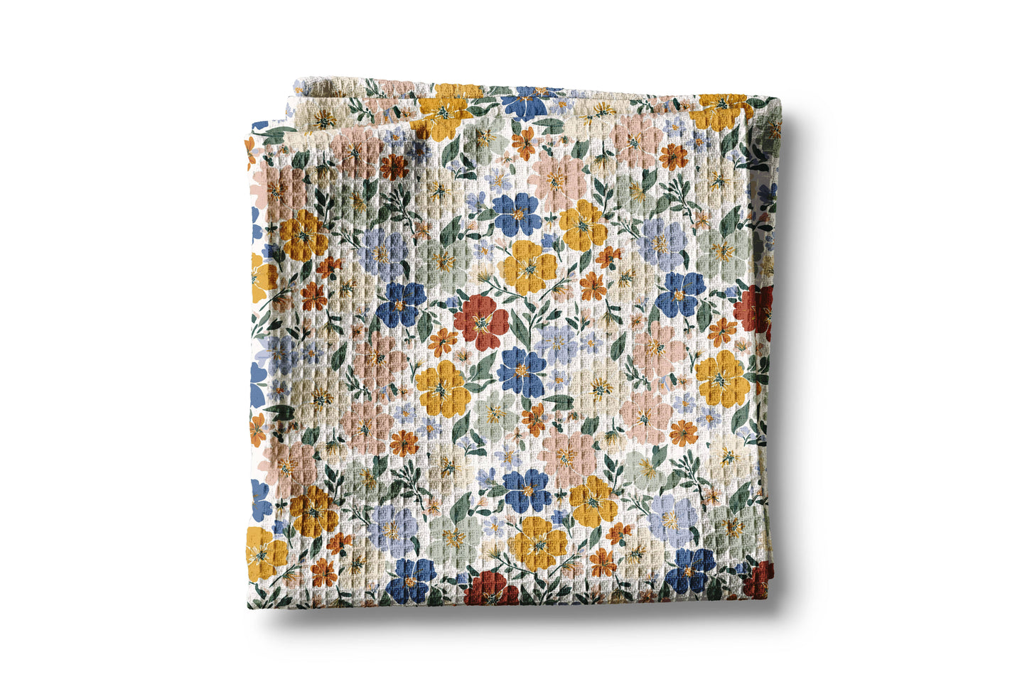 Boho Fall Floral Waffle Weave Kitchen Towel Autumn Daisy