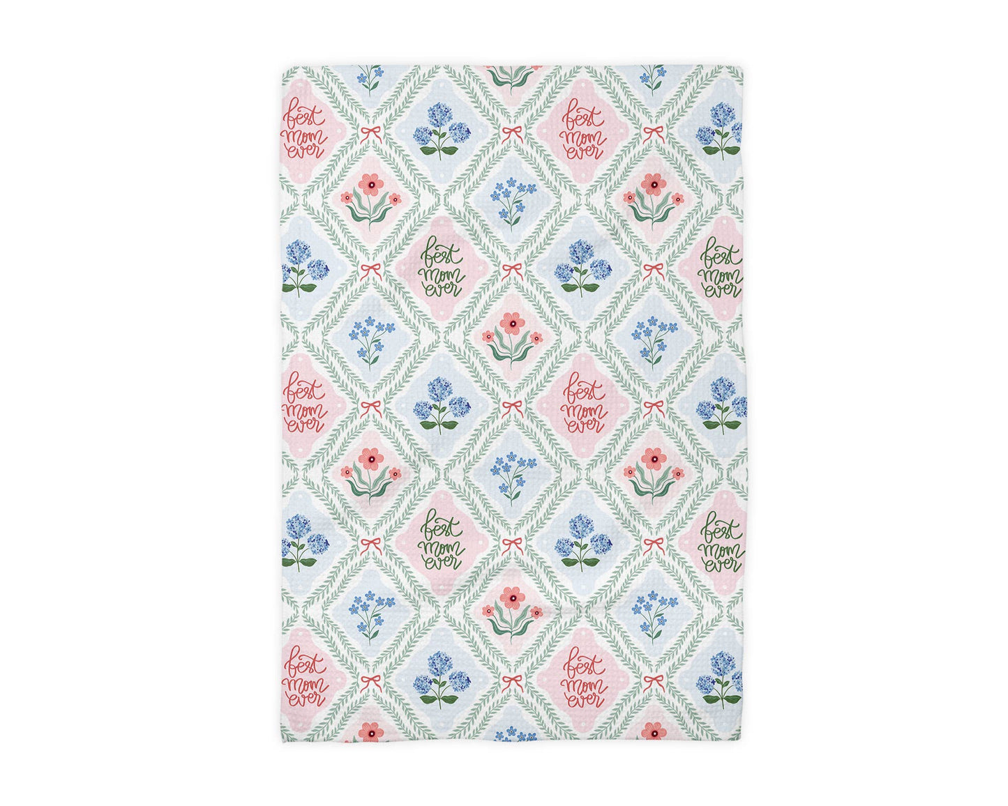 Mothers Day Kitchen Towel - Floral Waffle Weave Lint Free Drying Cloth Gift