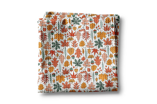 Autumn Leaves Foliage Fall Acorn Retro Kitchen Towel Waffle