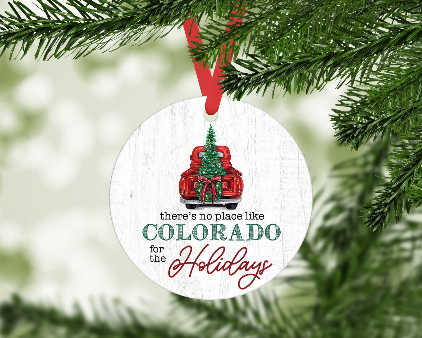Custom State Location Holiday Metal Ornament Christmas