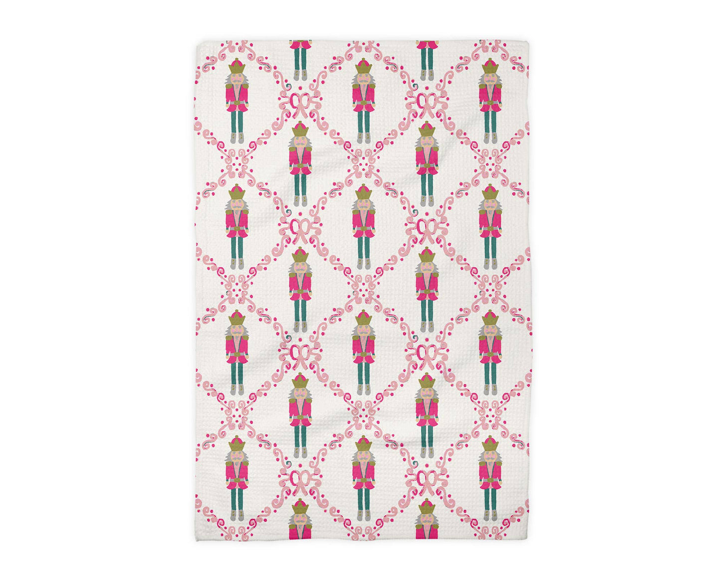 Nutcracker Pink Chinoiserie Christmas Kitchen Towel Waffle