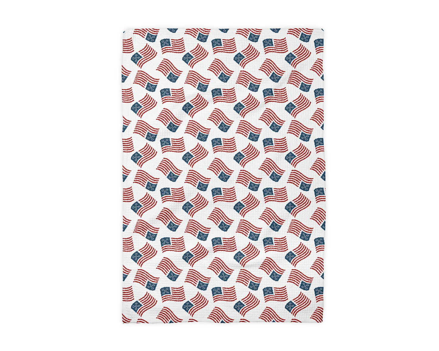 4th July Patriotic Red White Blue Flag Kitchen Towel Waffle