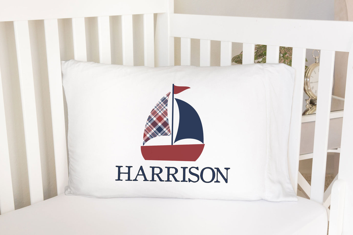 Sailboat Nautical Standard Pillowcase | Personalized Pillow Cover | Boy Room Decor | Nursery Decor