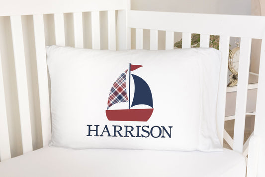 Sailboat Nautical Standard Pillowcase | Personalized Pillow Cover | Boy Room Decor | Nursery Decor