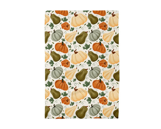 Pumpkin Fall Botanical Floral Autumn Kitchen Towel Waffle