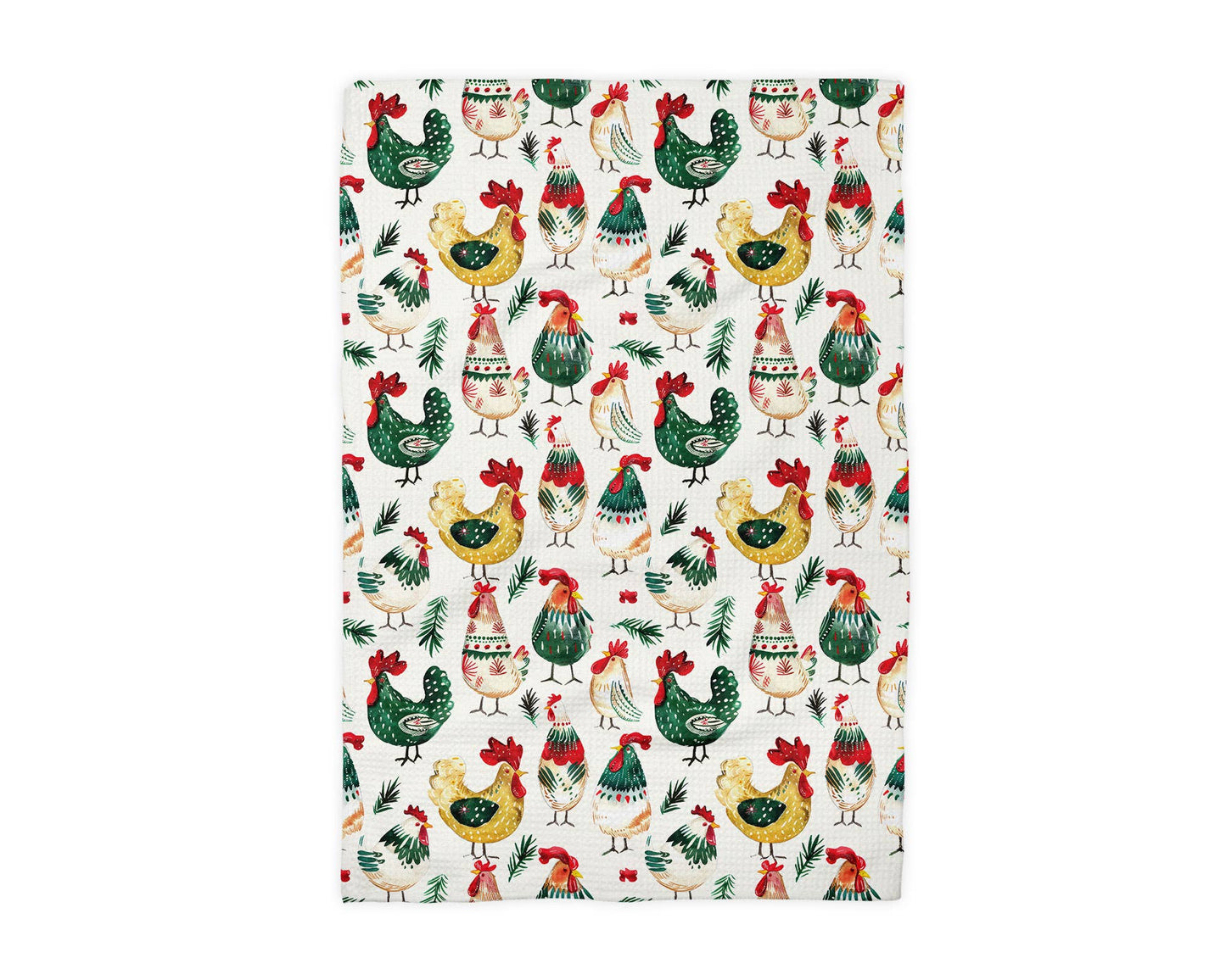 Christmas Chicken Collage Farmhouse Homestead Kitchen Towel