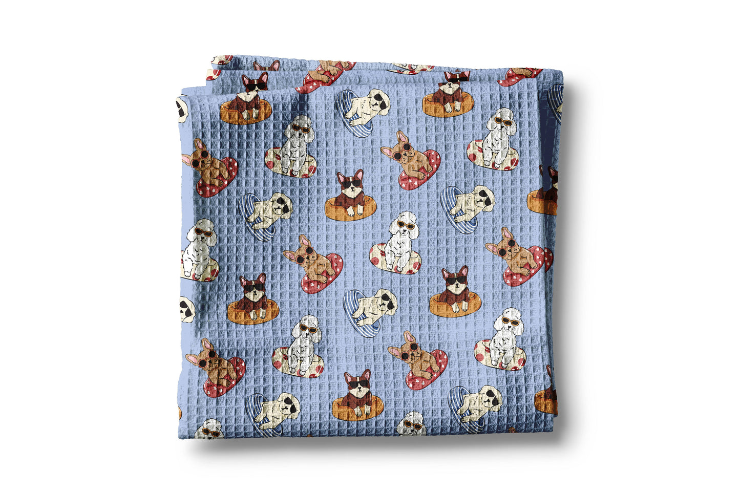 Dog Pool Float Summer Puppy Retro Bone Decor Kitchen Towel