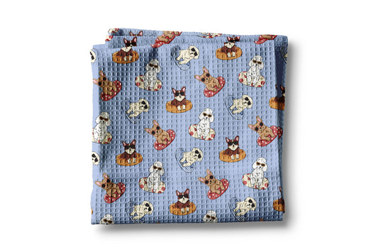 Dog Pool Float Summer Puppy Retro Bone Decor Kitchen Towel