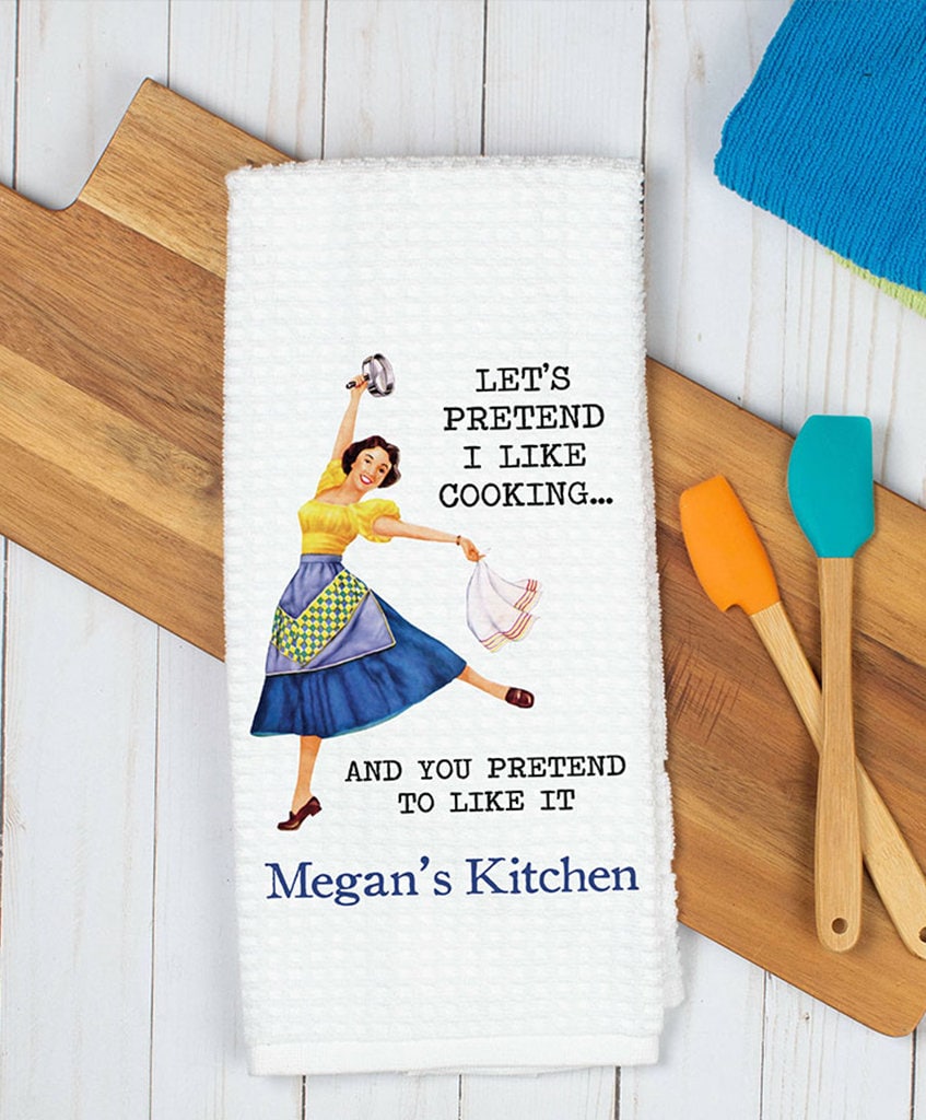 Personalized Waffle Weave Kitchen Towel, Funny Saying (16x24 inches)