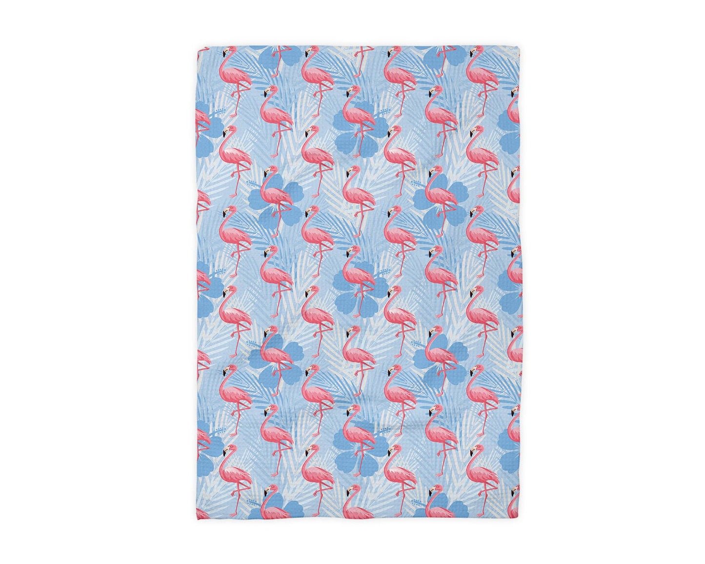 Flamingo Palm Coastal Beach Floral Kitchen Towel Waffle