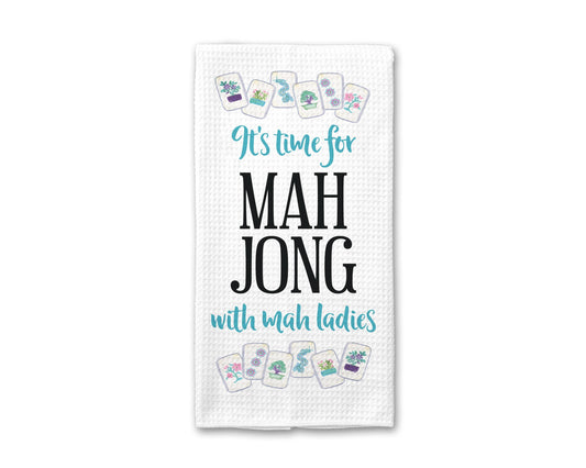 Mahjong Waffle Towel – Absorbent Waffle Weave Kitchen Dish Towel for Game Night