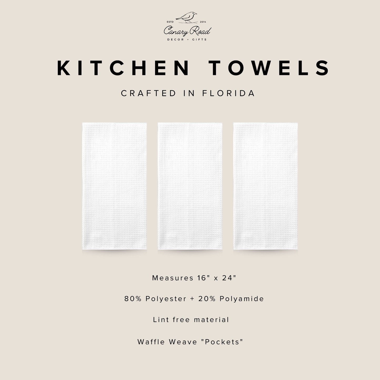 Family Name Dish Towel: Personalized Waffle Weave (Rustic Kitchen Style)
