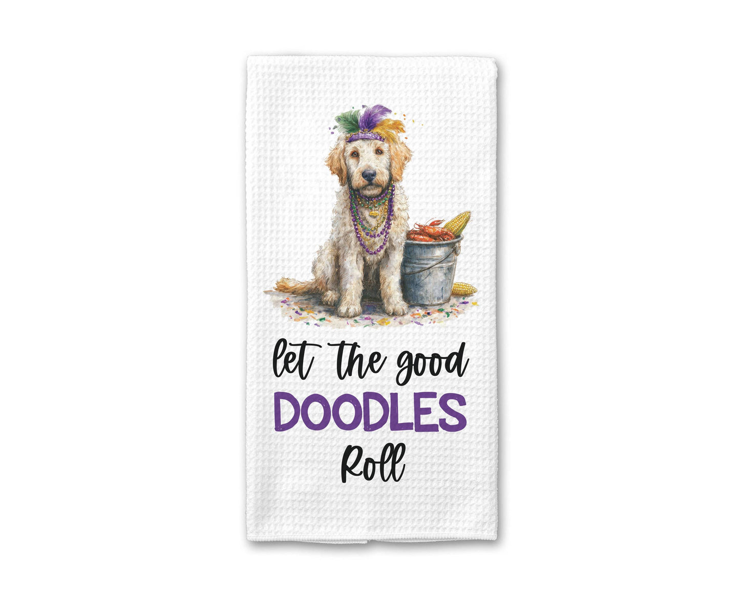 Doodle Dog Mardi Gras Kitchen Towel Louisiana New Orleans