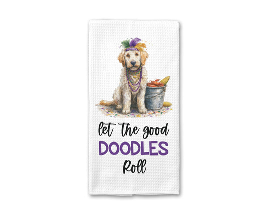 Doodle Dog Mardi Gras Kitchen Towel Louisiana New Orleans