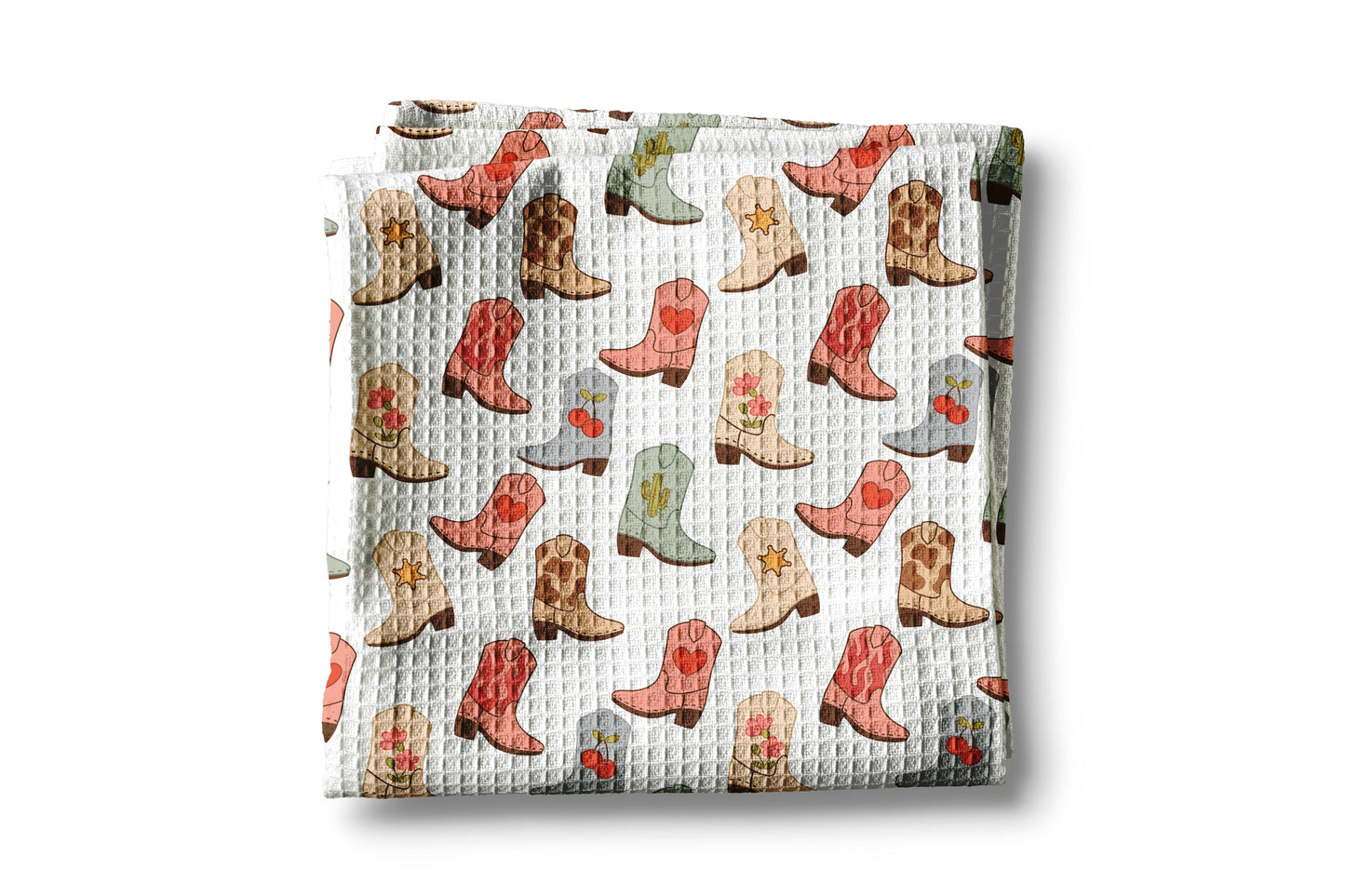 Retro Western Boot Cowboy Cowgirl Kitchen Towel Waffle