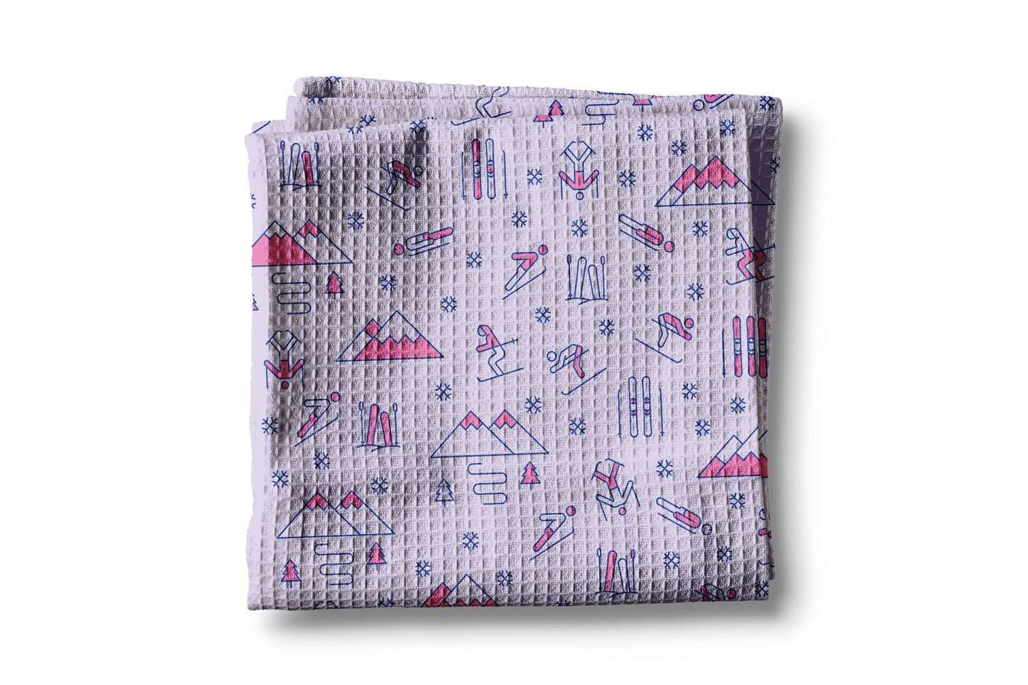Skiing Mountain Ski Lodge Winter Kitchen Towel Waffle Snow