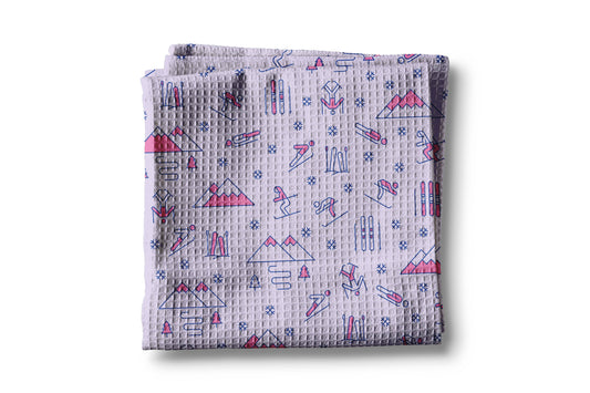 Skiing Mountain Ski Lodge Winter Kitchen Towel Waffle Snow