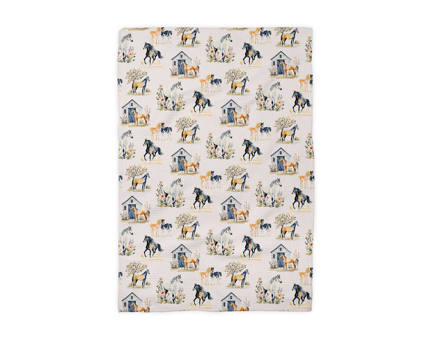 Horse Farmhouse Pony Equestrian Tack Kitchen Towel Waffle