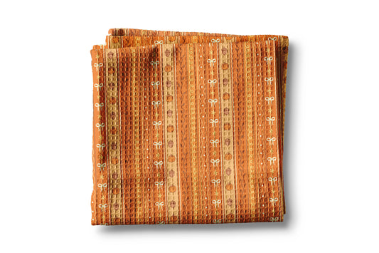 Fall Floral Stripe Blue Pumpkin Coastal Kitchen Towel Waffle