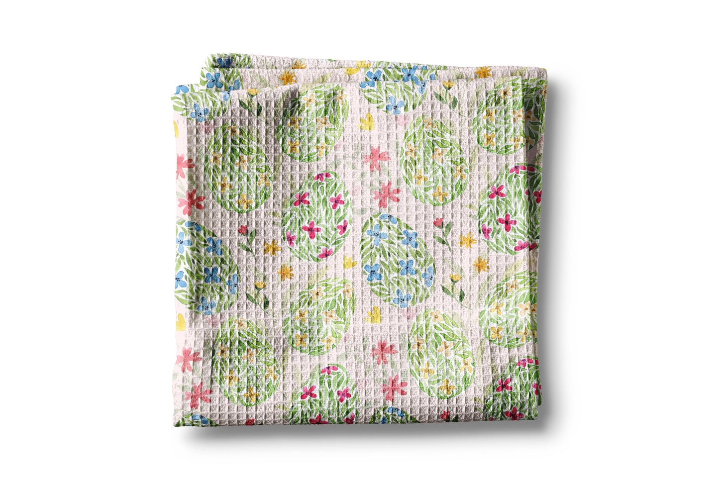 Easter Egg Floral Spring Egg Kitchen Towel Waffle Preppy