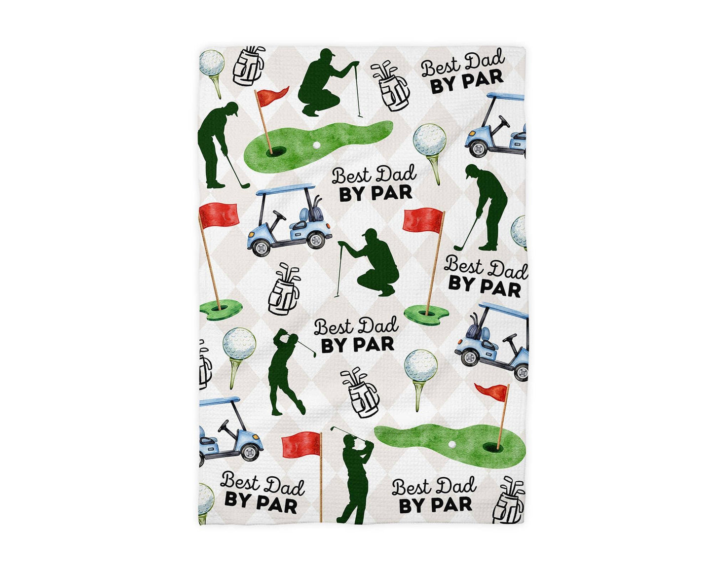 Fathers Day Golf Kitchen Towel Gift Best Dad Sport Golfer "Best Dad By Par"
