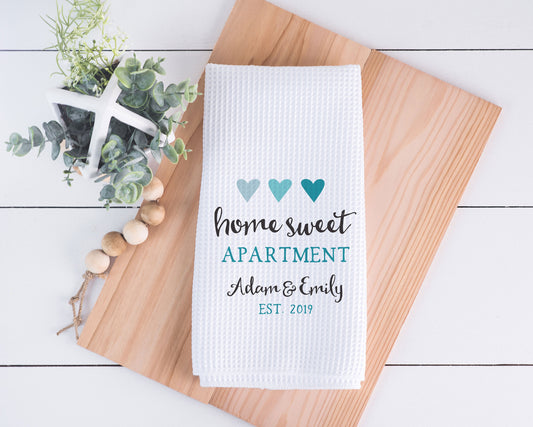 Home Sweet Apartment Towel | Personalized Kitchen Towel | Personalized Dish Towel | Housewarming Gift | New Apartment