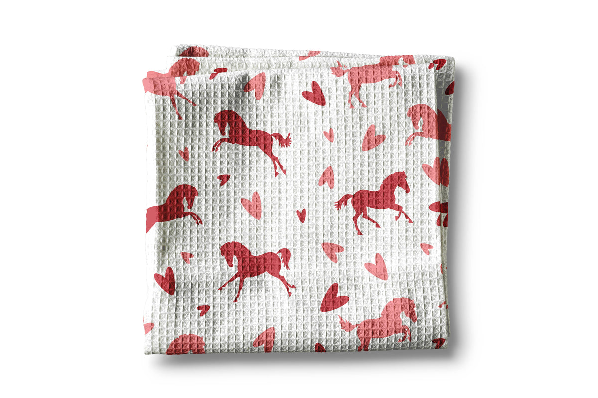 Valentine Heart Horse Pony Equestrian Tack Kitchen Towel