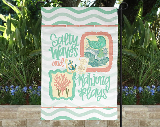 Beach Mahjong Garden White Flag Outdoor Decor Ocean Coastal