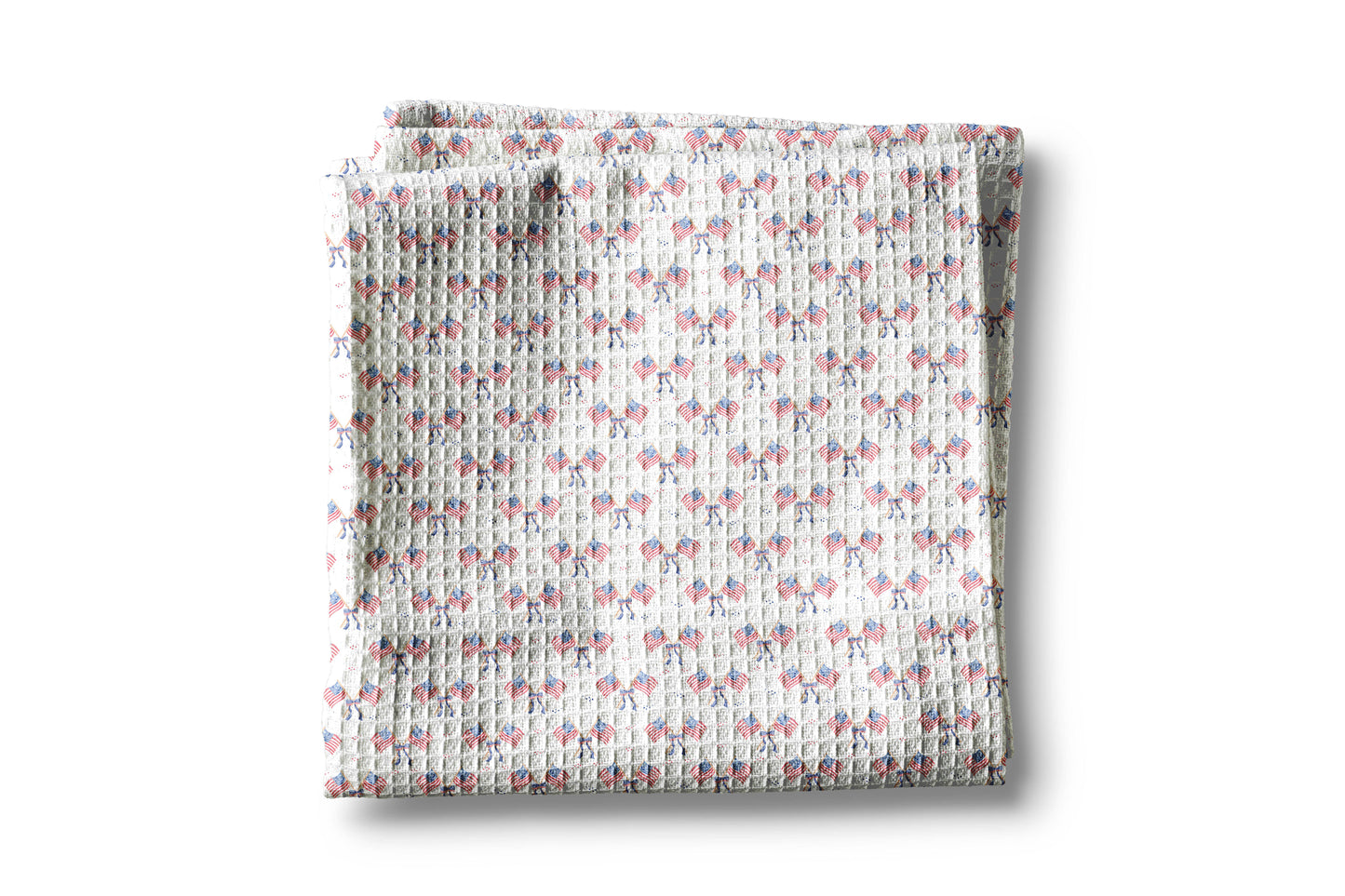 4th July Patriotic Red White Blue Flag Kitchen Towel Waffle