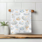 Blue Pumpkin Chinoiserie Fall Coastal Kitchen Towel Waffle
